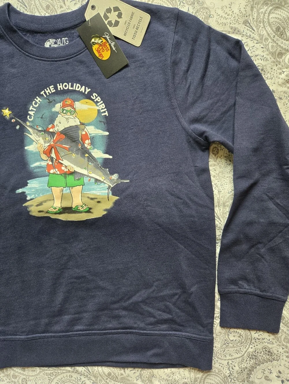 Kids Navy Holiday Graphic Crewneck Sweater - Picture 3 of 5